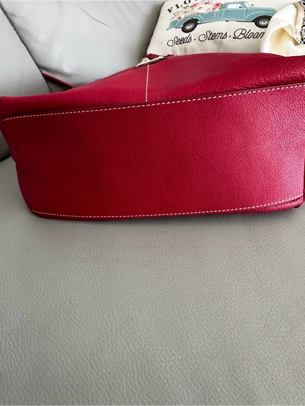 Dooney & Bourke Bright Red Leather Shoulder Bag with Gold Hardware